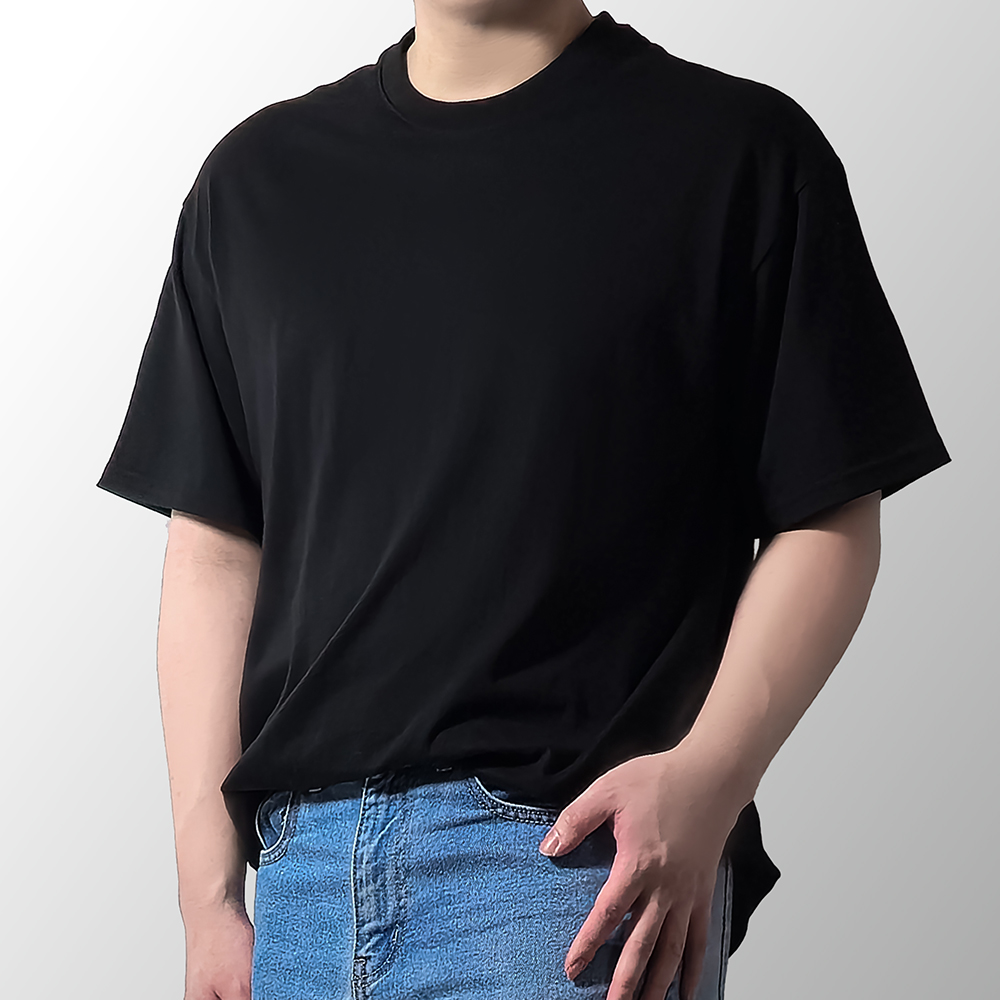 디어허그 저자극 코튼 모달 베이직 반팔 티셔츠 오버핏 무지 남자 여자 블랙, XL 이미지 6