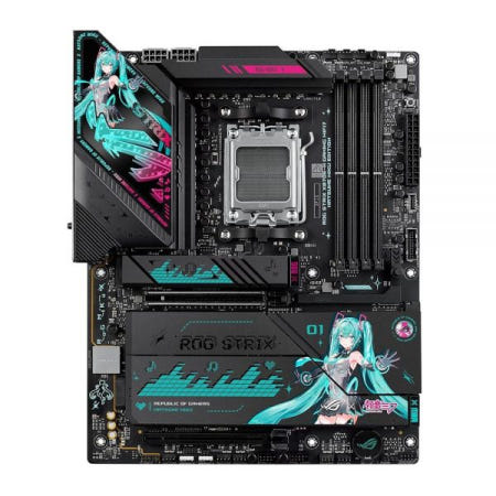 [해외]ASUS ROG Strix X870E-H 게이밍 WIFI7 하츠네 미쿠 에디션 AMD X870E ATX 마더보드, 16+2+1 파워 스테이지, 다이내믹 OC 스위치, 코어
