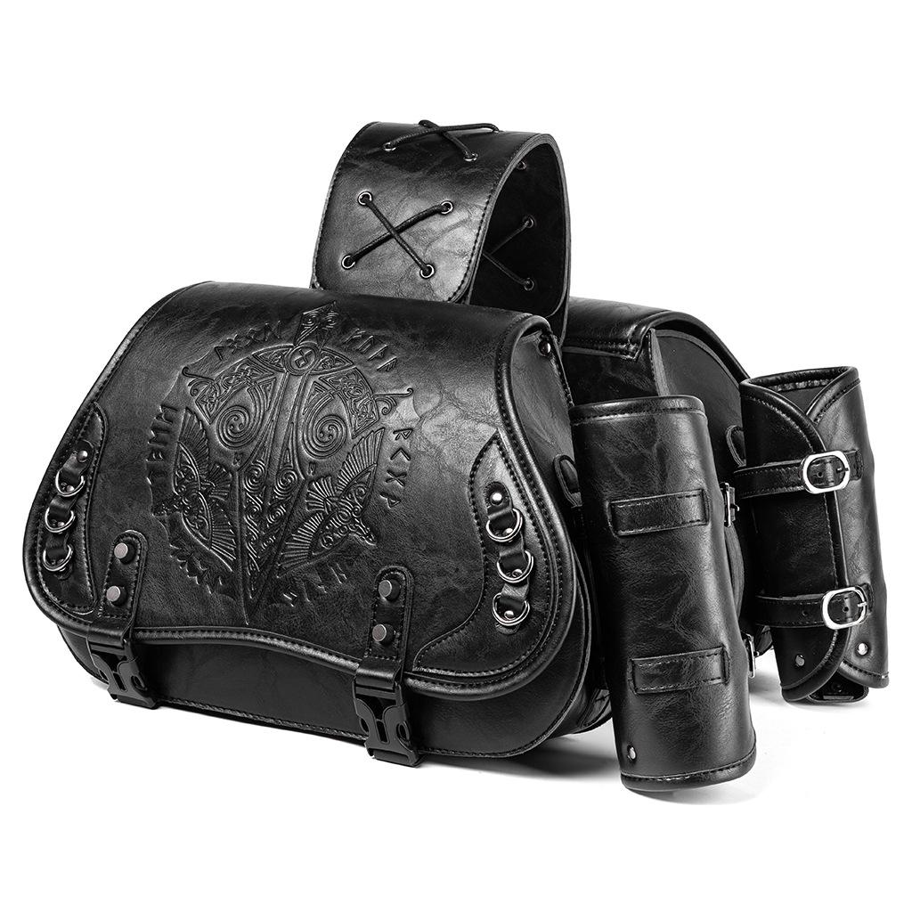 오토바이 시트 가죽 사이드백 방수 클래식 레트로 새들백 리어백 바이크 스타일 1 - 상세 이미지 2