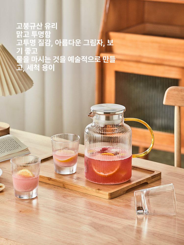 음료 디스펜서 셀프 카페 식혜 음료수 저그 뷔페용 주스 해머드 직선 1750ml 실버 +2컵 - 상세 이미지 4
