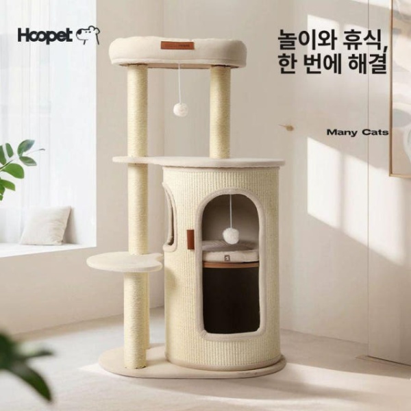 프리미엄 다묘가정 공간절약 원목 일체형 캣타워 고양이 스크래처 놀이집 용품 미니캣타워 고양이놀이터 홀리데이 홀리데이 - 상품 이미지