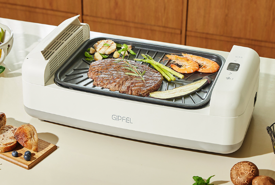 안방에서 냄새 없는 바비큐 삼겹살 그릴 파티 기펠 와이드 무연 그릴 4세대 + 전용케이스