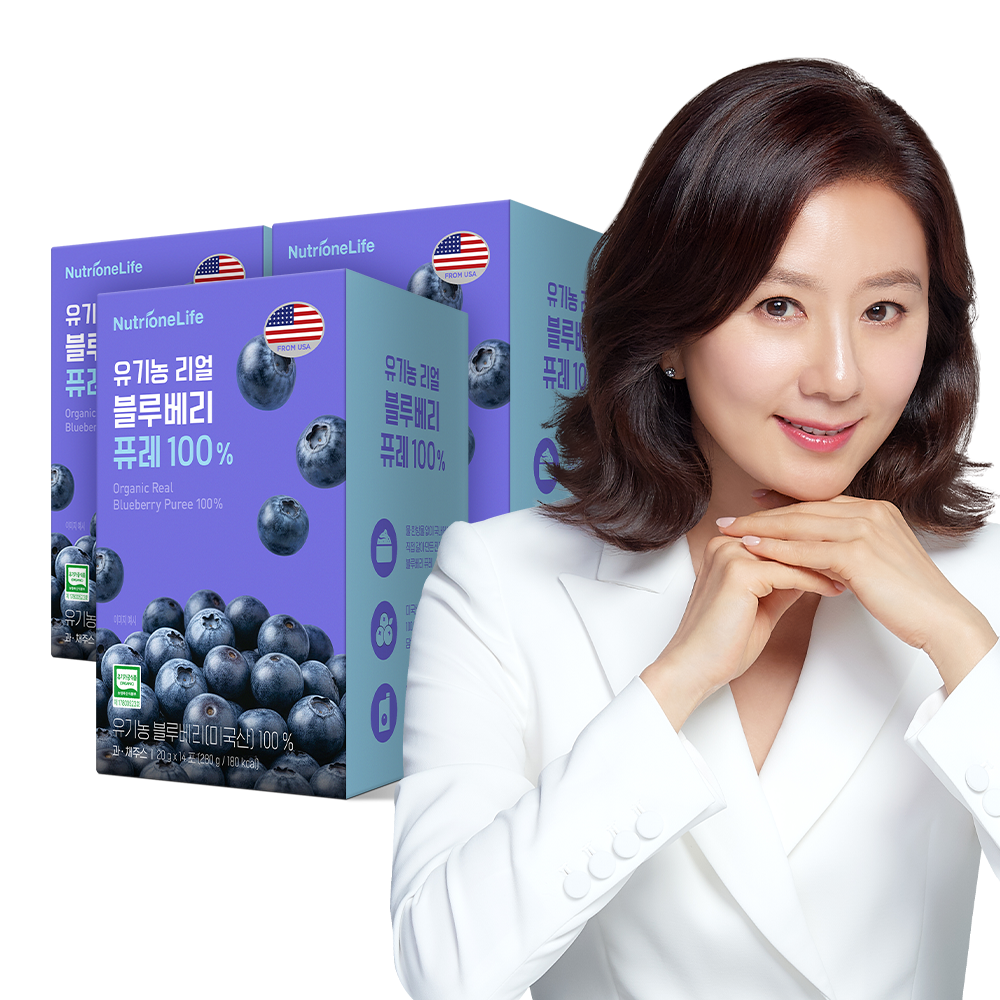 뉴트리원 유기농 리얼 블루베리 퓨레 100% 안토시아닌 14포, 3개