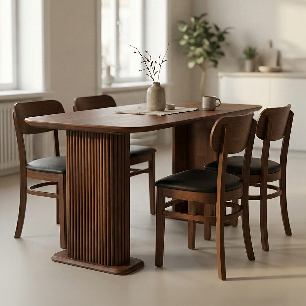 원목 4인용 식탁 세트 쇼파 식탁 나무 주방 낮은 식탁 테이블 의자 4개 세트