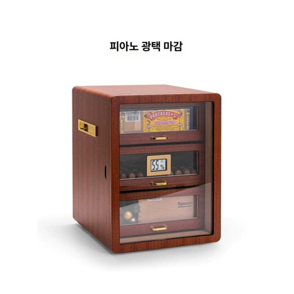 프리미엄 시가 보관함 여행용 수납함 블랙 슬림담배케이스 삼나무 시가습도 담배용품 소형 삼중 50개 흑단 나무 소형 25개 - 상세 이미지 3