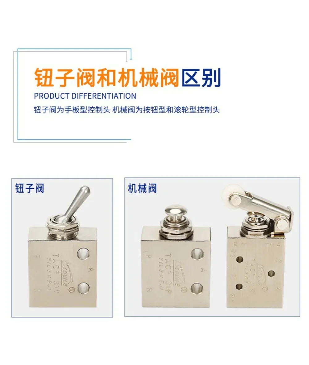 수동 기계식 밸브 공압 스위치 TAC2-3V- 4V 31V- 41V-3P-4P-41P