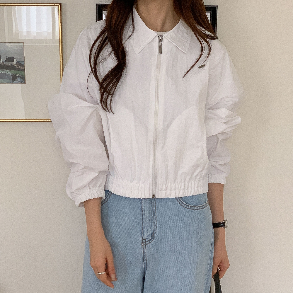 야상점퍼 바람막이 바스락 나일론 크롭 카라 점퍼 - 상품 이미지