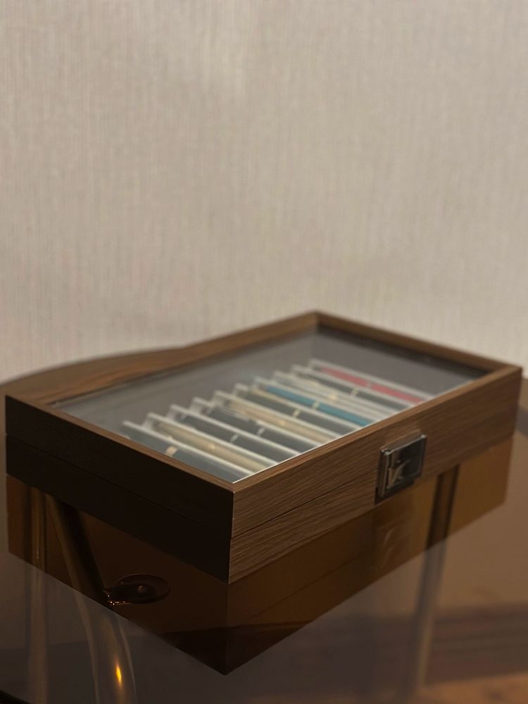 고급형 펜정리함 우드 원목 나무 필통 만년필보관함 상자 케이스 서랍장 월넛 고급 - 상세 이미지 3