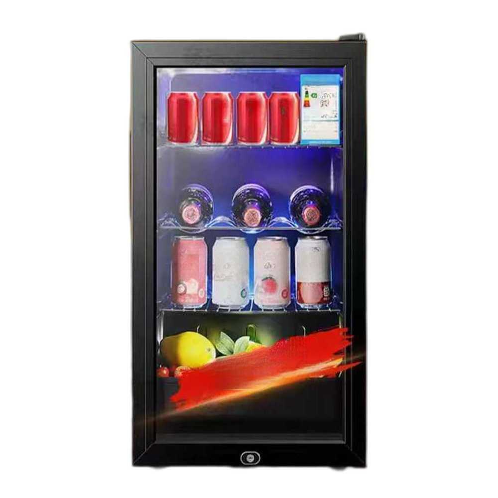 투명 냉장고 미니 쇼케이스 거실 원도어 기숙사 맥주 98L 블랙 / 안전잠금 / 블루라이트 - 상품 이미지