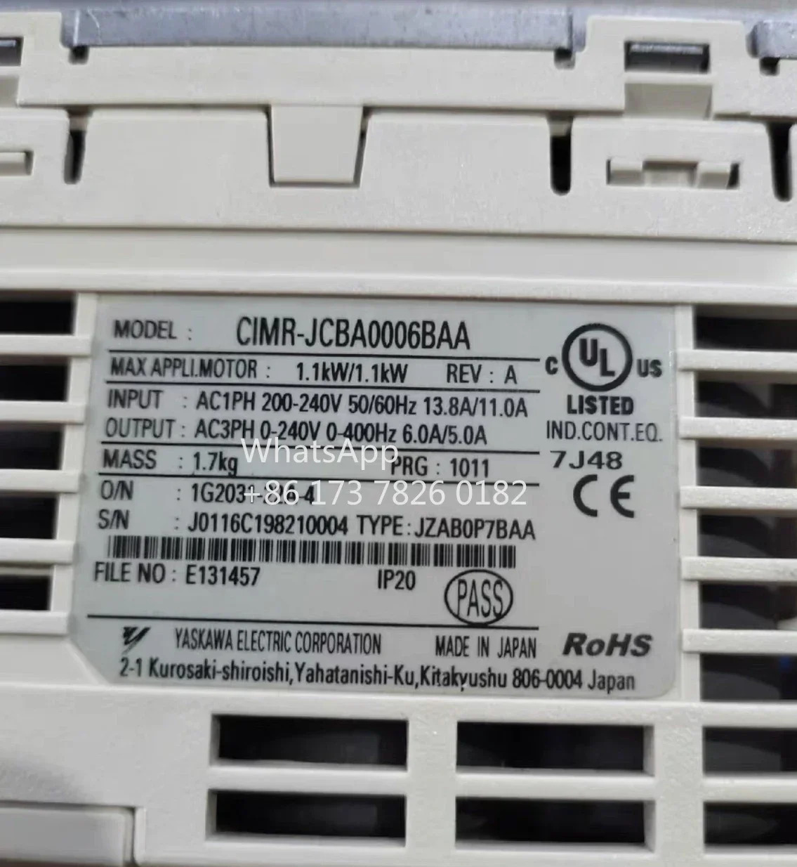 리퍼 인버터 CIMR-JCBA0006BAA 1.1kw 220v