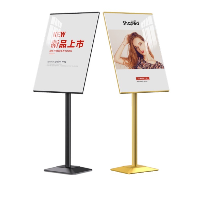 실내 안내용 메뉴판 거치대 레스토랑 골드 배너 디스플레이보드 검정 A3 무게감 모서리 - 상품 이미지