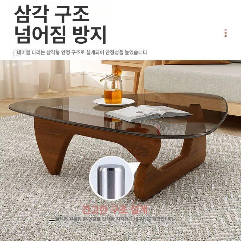 인테리어 원목 강화유리 티테이블 디자인 우드 그레이 B - 상세 이미지 3