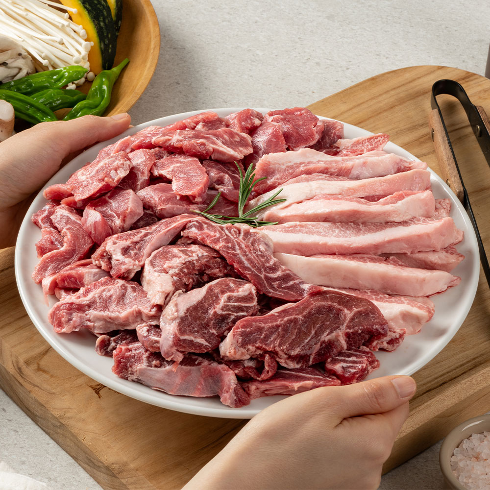 집에서먹자 육즙 가득 더 고소한 돼지 뒷고기 모둠 항정살 뽈살 관자살 뒷덜미살 500g 이미지 1