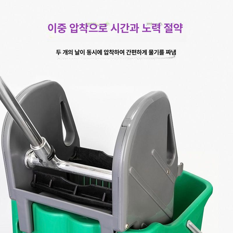 자루걸레 세척통 이동식 밀대 탈수통 물걸레통 청소도구 31L 옐로우 물 - 상세 이미지 4