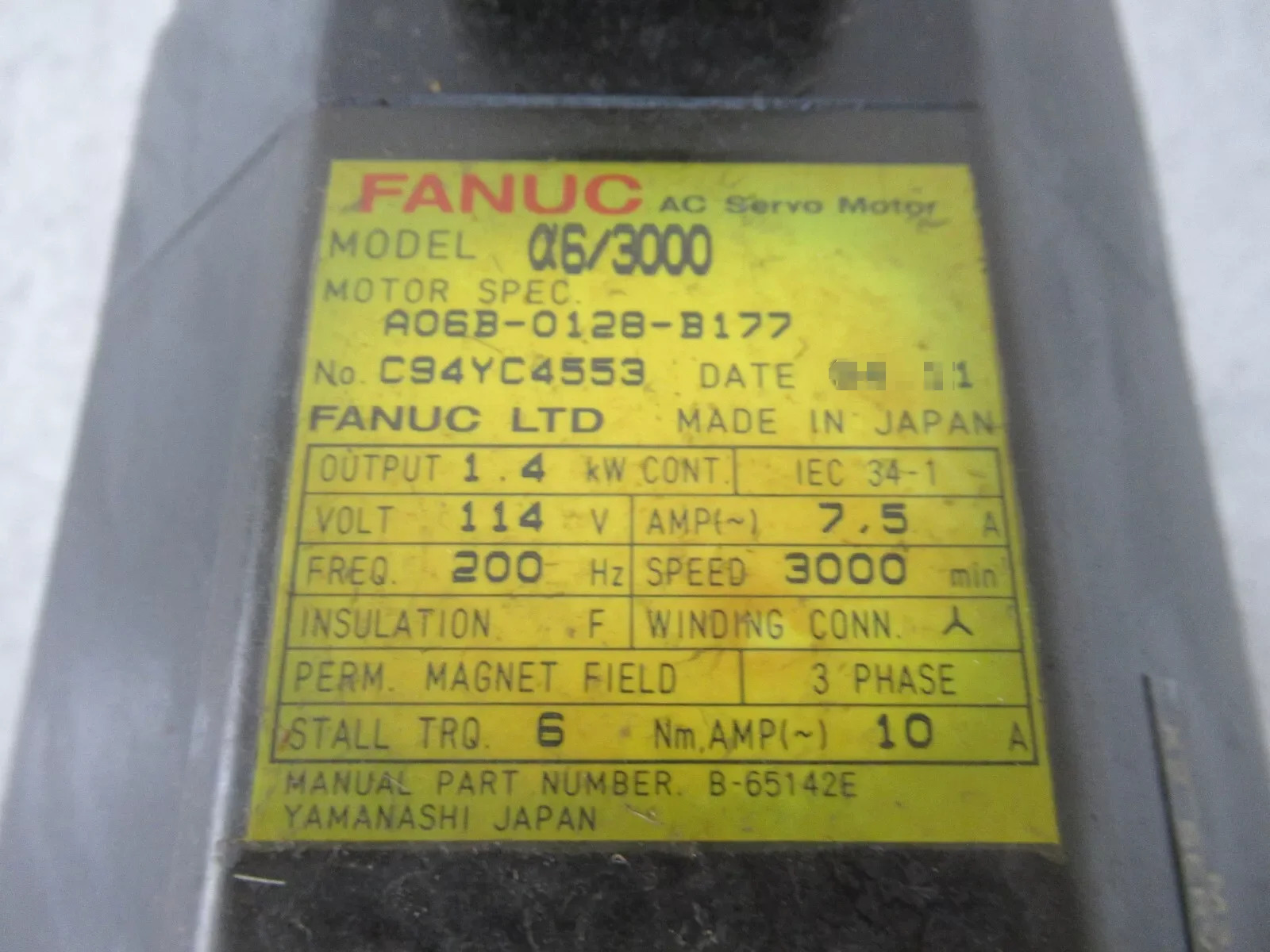 A06B-0128-B177 Fanuc 서보모터 Ok A06B 0128 B177 리퍼 완료