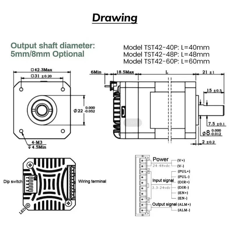 Nema17 42mm 루프 스테퍼 모터미니 서보모터 통합 모터 드라이브 올인원 인코더 1000라0.4-0.6Nm 40-60mm