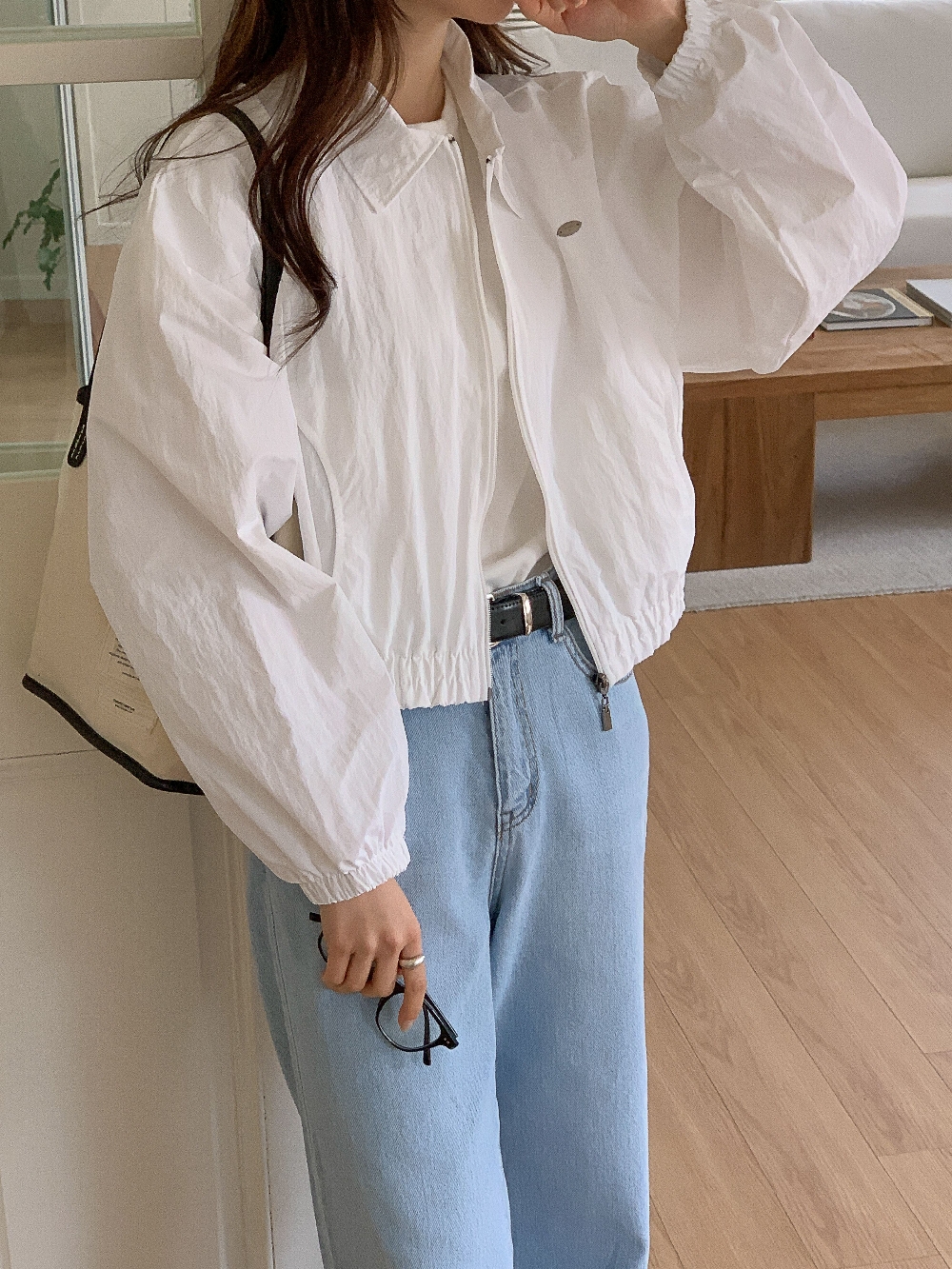야상점퍼 바람막이 바스락 나일론 크롭 카라 점퍼 이미지 6
