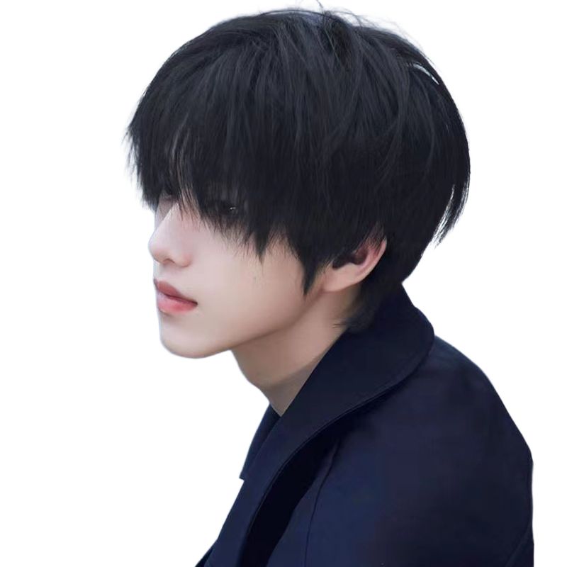 남성 자연스러운 단발 스타일 일체형 패션 가발 전두용 - 상품 이미지