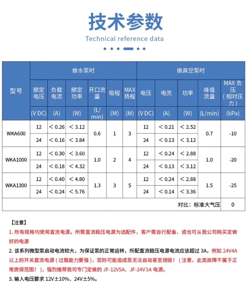 전기 다이어프램 미니 셀프 프라이밍 마이크로 DC 워터 펌프 WKA1300 24V 12V