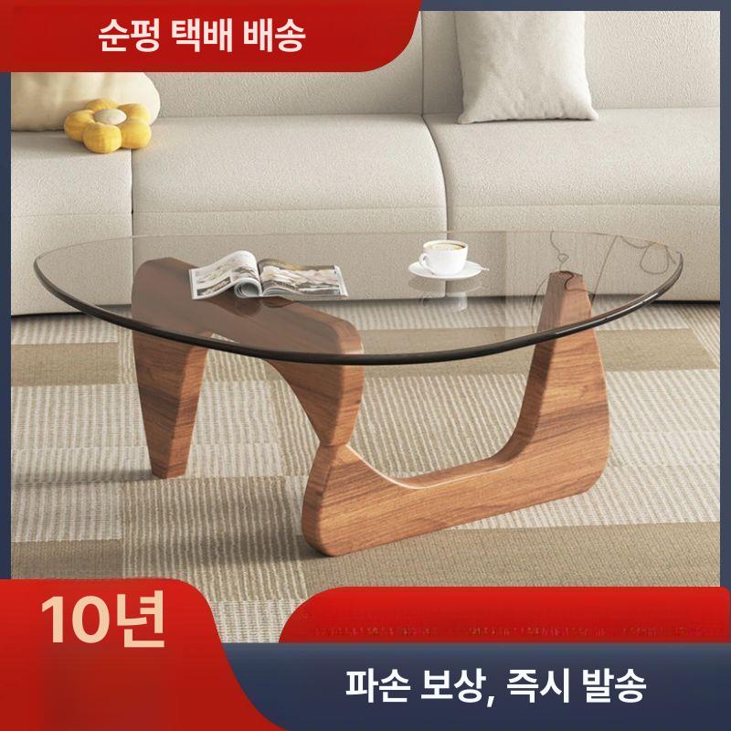 인테리어 원목 강화유리 티테이블 디자인 우드 그레이 B - 상세 이미지 5