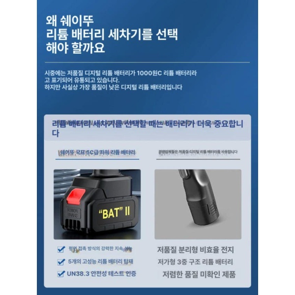 최강 무선 고압 리튬 세척기 세차기 건 고압세차기 4륜 구동 터보 차저-상위 터보 차저-스탠다드 300 - 상세 이미지 3