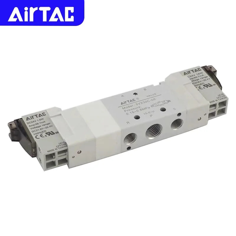 AIRTAC 5V130C-06/M5 5V230C-08 5V330C-10 E P 공압 5/3 웨이 이솔레노이드 밸브 반전 12V 24V 110V 220V