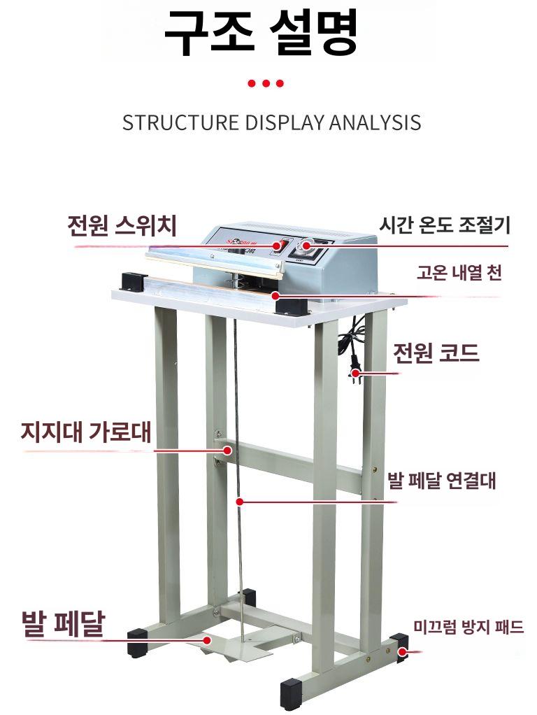 페달식 비닐 접착기 절단기 가열 실링 수동 1단계 60cm 3mm 전기가열선10개포함 - 상세 이미지 4