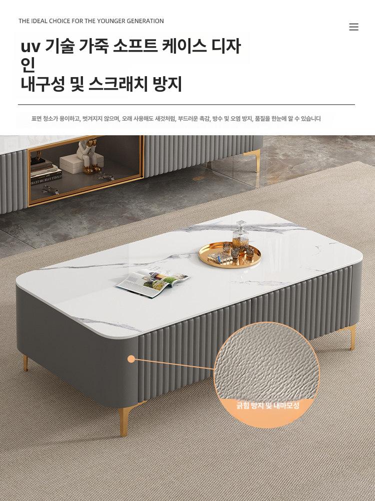 85인치 템바보드거실장 안방 낮은 TV다이서랍장 1.2m 커피 테이블 화이트스톤 + 그레이 완제품 캐비닛다리수동설치필요 - 상세 이미지 3