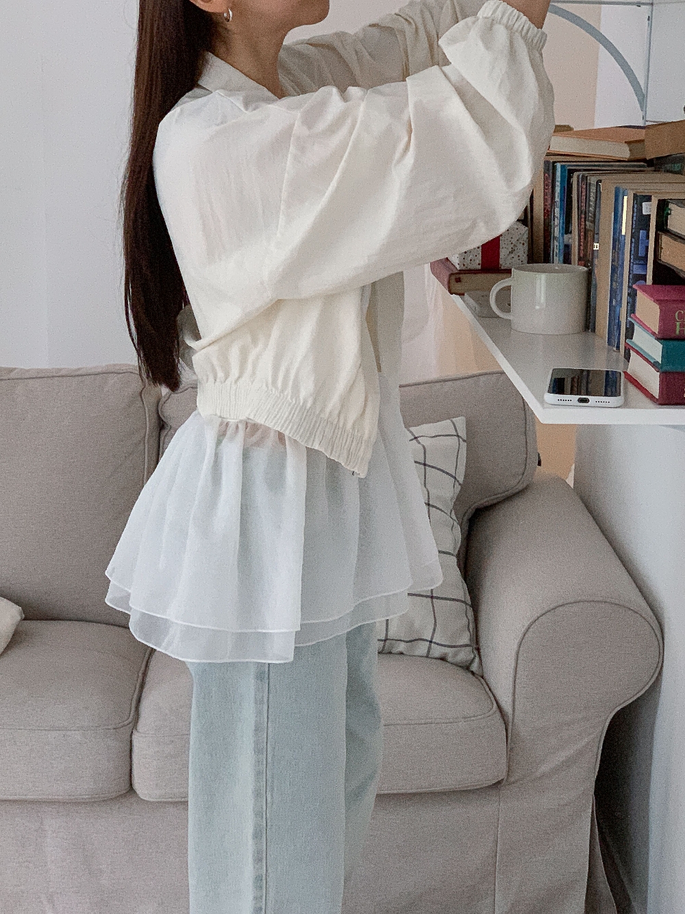 야상점퍼 바람막이 바스락 나일론 봄 간절기 크롭 카라 점퍼 이미지 6