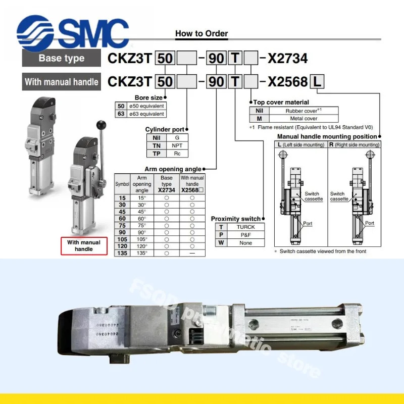 CKZ3T50 CKZ3T63-60E 75E 90E 105E 135E 60T 90T 135T-X2734 CKZ3T50-120T-X2568R -X2568L SMC 클램핑 실린더 CK