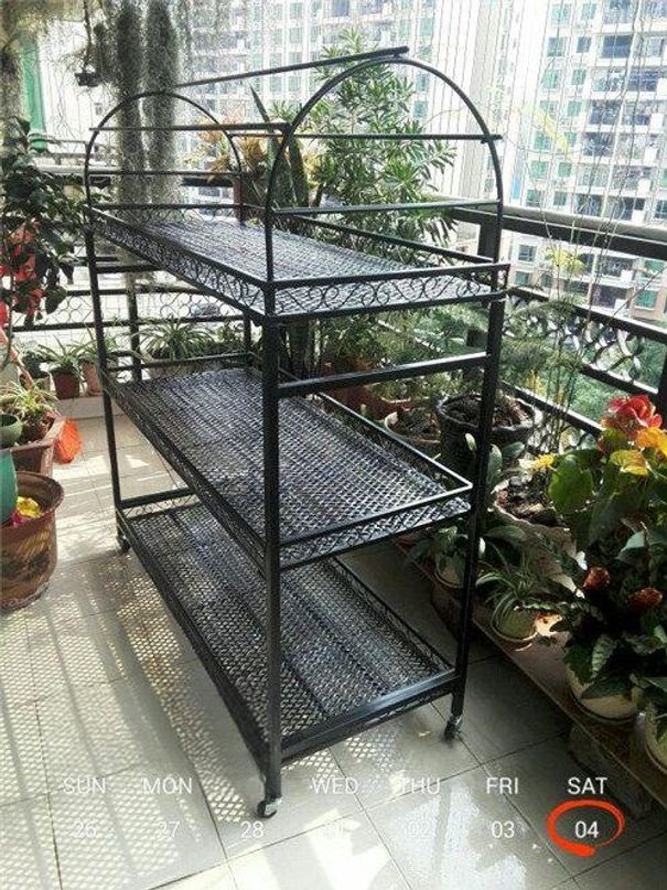 철제 화분 선반 다육이 인테리어 바퀴형 난간용 이동식 100 x 40x114 삼층 - 상세 이미지 2