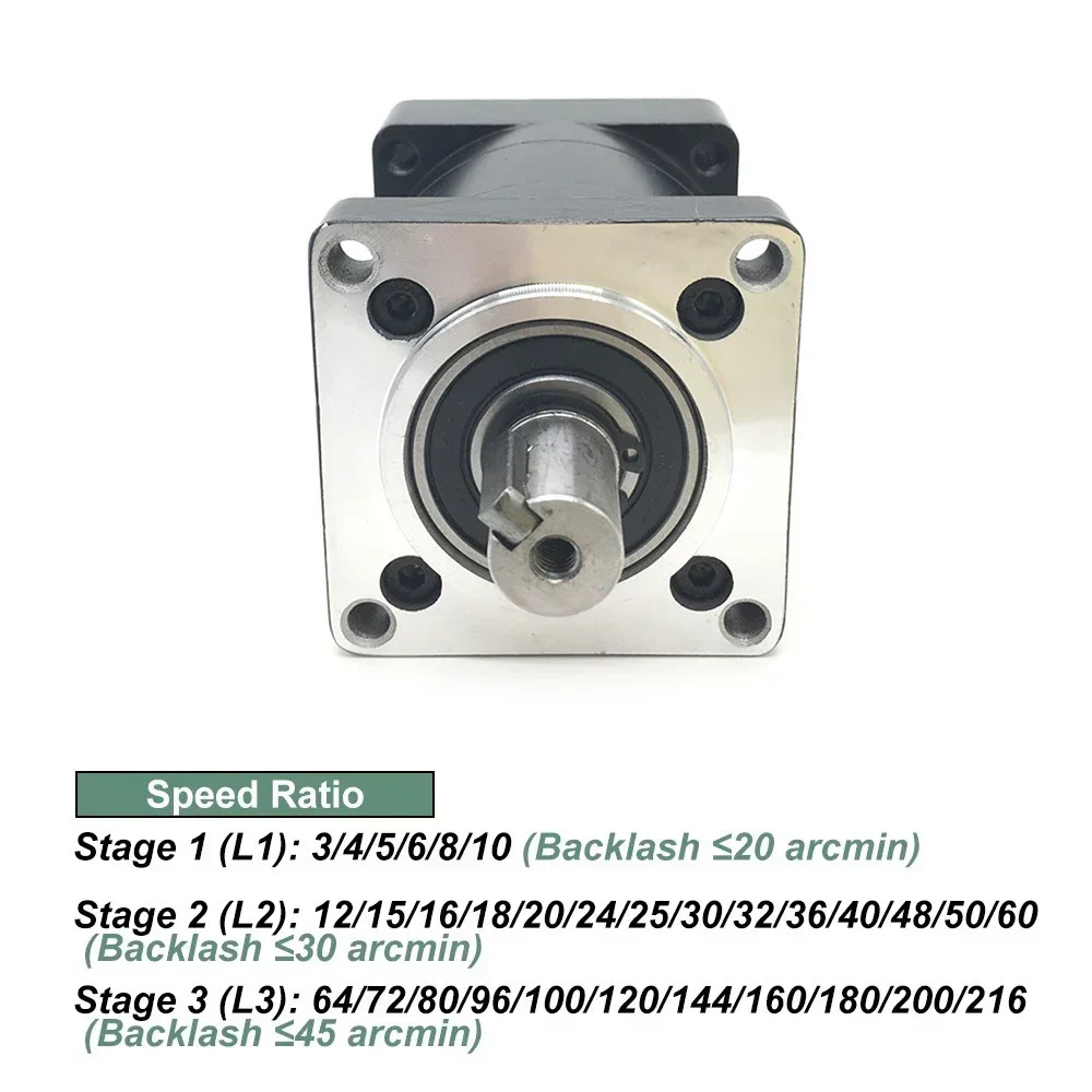 경제 유성 감속기 Nema42 110mm 비율 32161 70Nm 3000RPM 19mm 입력 22mm 출력 속도 스텝다운 기어박스
