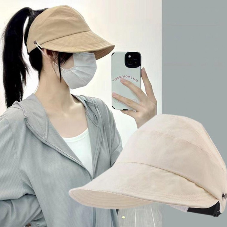 지니몰 포니테일 썬캡 챙 넓은 모자 마스크걸 여성썬캡 여름썬캡 돌돌이썬캡 포니테일썬캡 여자 - 상품 이미지