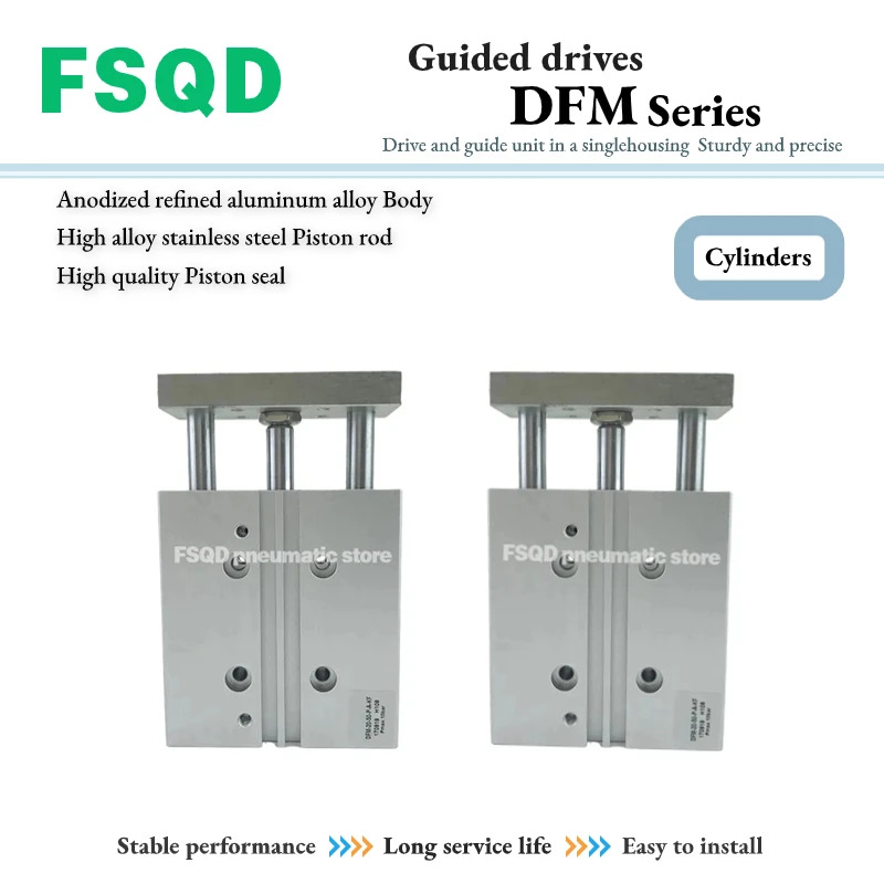 FSQD 가이드 실린더 DFM 시리즈 복동 DFM-12 16 20 25 32 40 50 63-25 30 80 100 125 150 175 200-P-A-GF-KF