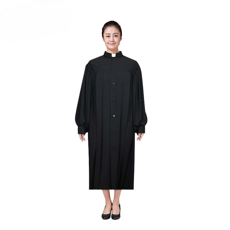 목사 유니폼 집사님 고급 폴리에스터 성가대용 긴팔 지퍼형 주름 디자인 세련된 예배 가운 - 상세 이미지 2