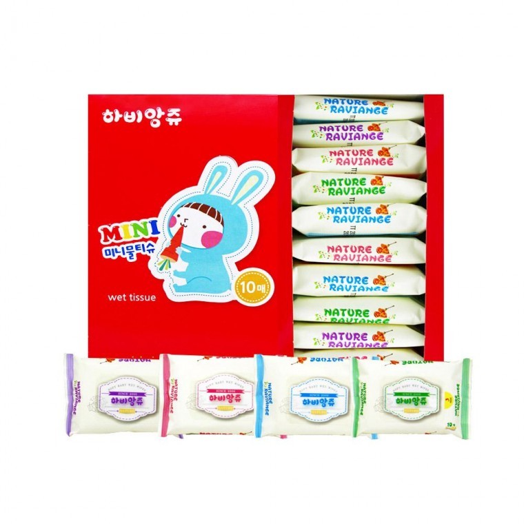 지니몰 하비앙쥬 휴대용 미니 물티슈 10매 10개입