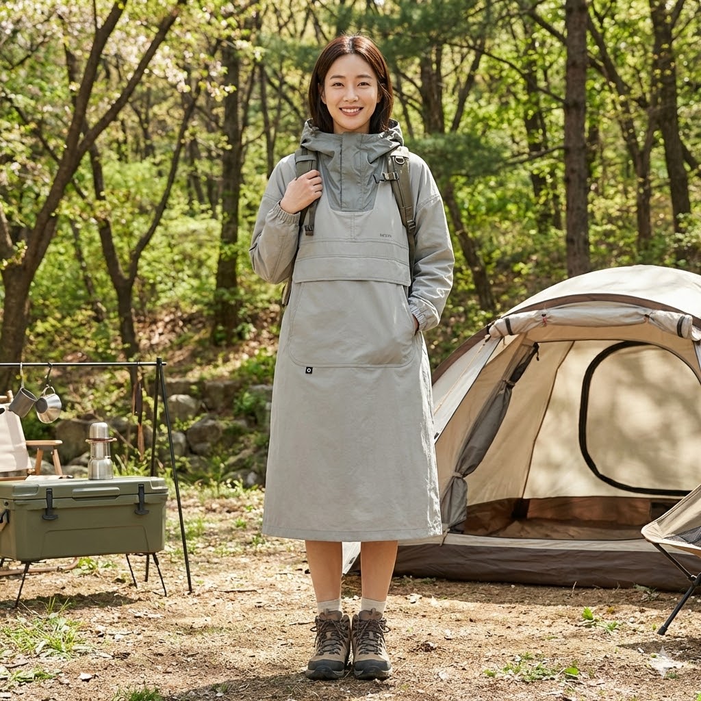 네파 여자 봄 아웃도어 아노락 캠퍼 방풍 등산 캠퍼 캠핑 원피스 자켓 - 상품 이미지
