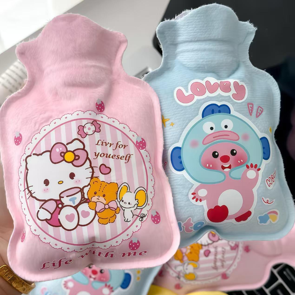키티 보온 물주머니 온수 찜질팩 핫팩 재사용 캐릭터 극세사 휴대용 생리 복부 온열 다용도 - 상세 이미지 4