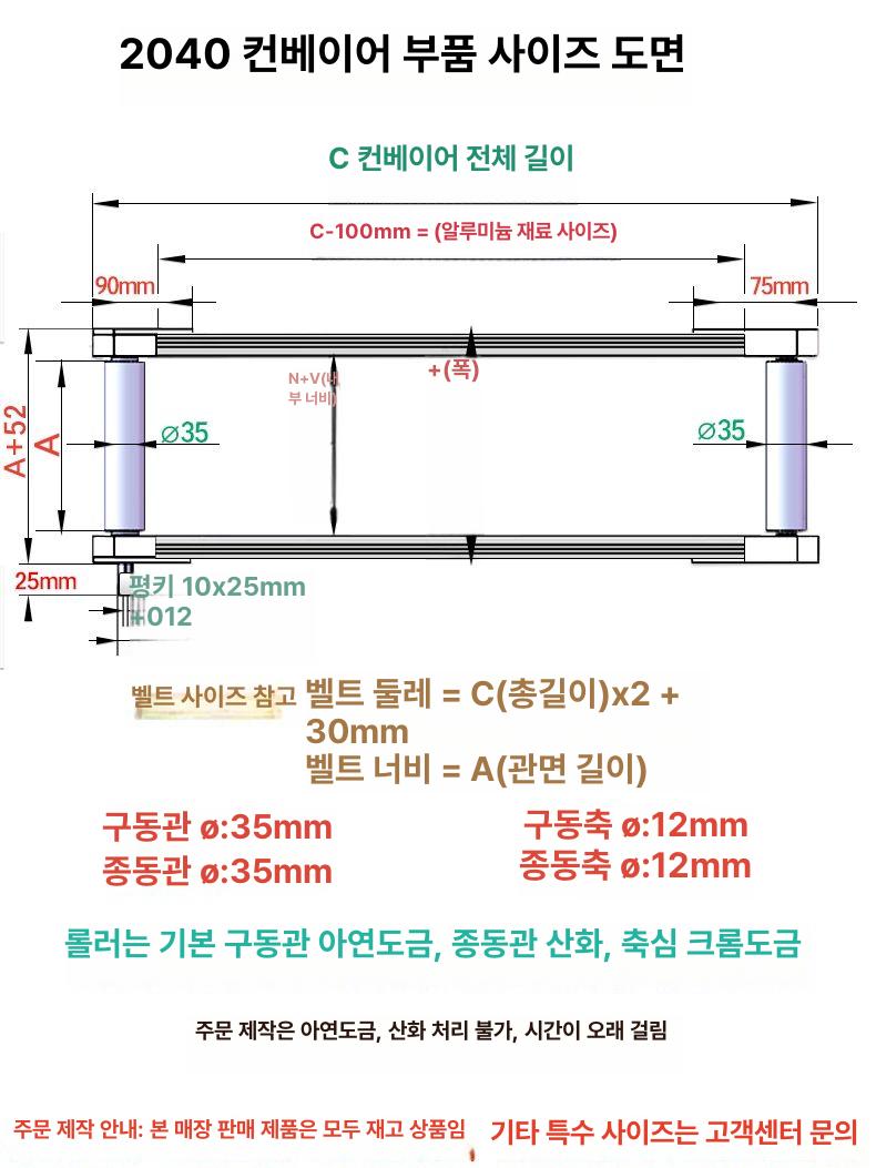 컨베이어 롤러 로라 컨베어 물류 라인 부속 알루미늄 지름 30mm 주조알루미늄 - 상세 이미지 4