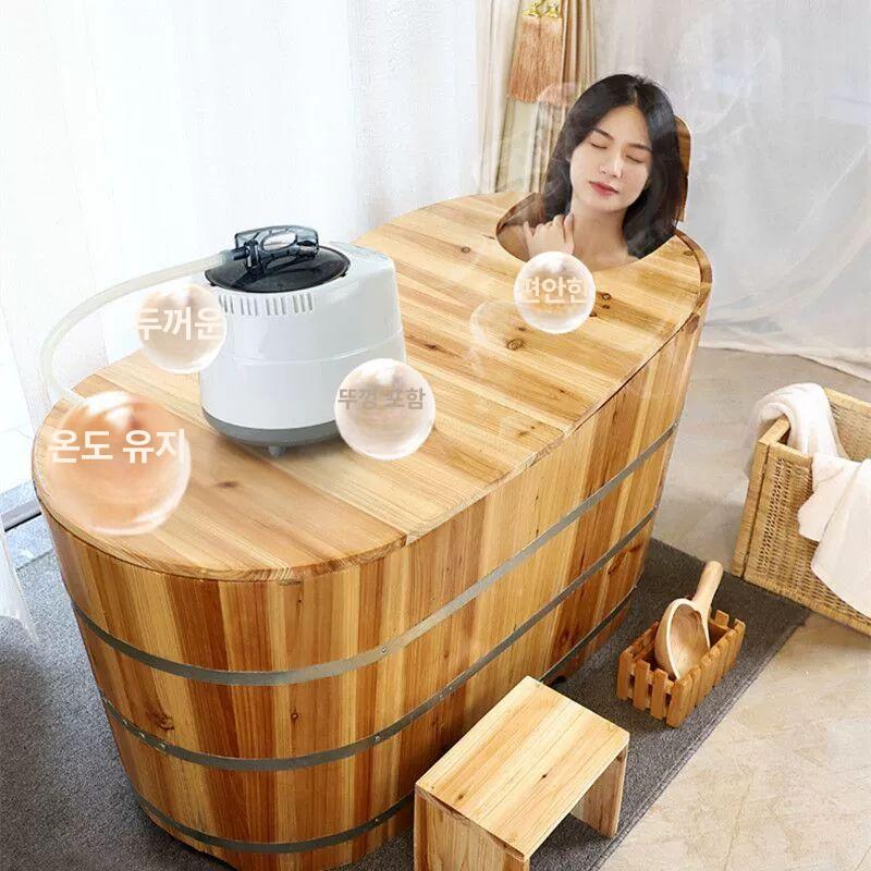 편백나무 욕조 히노끼 사우나 가정용 찜질방 폭60 건식 내추럴우드 110길이 60너비 65높이 없음 - 상세 이미지 4