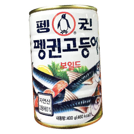 KSU 펭귄 보일드 고등어캔 400g x24p 찌개통조림 찌개용꽁치캔