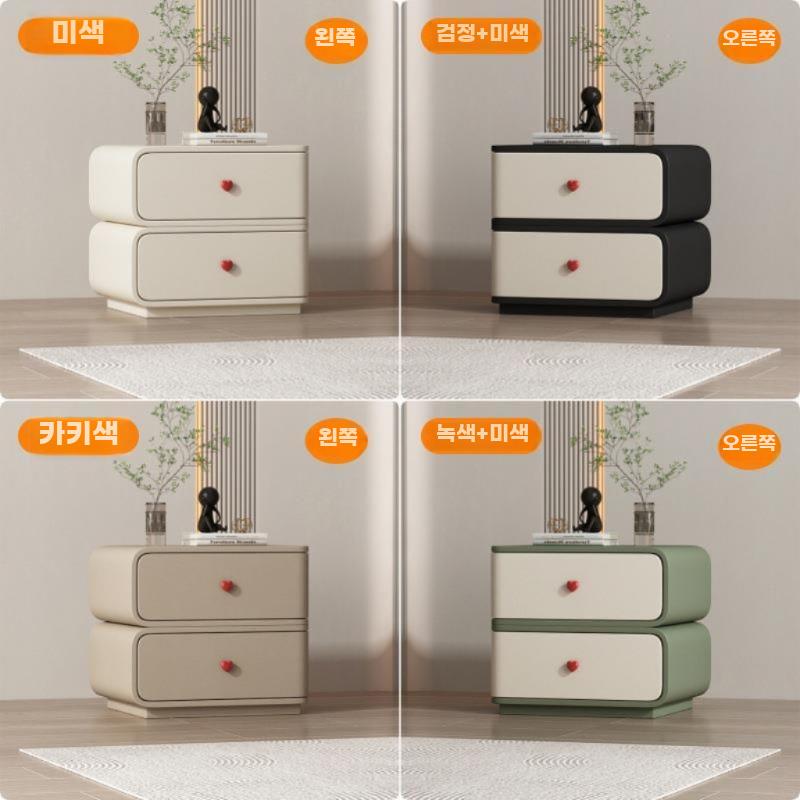 원목 침대협탁 모던 크림톤 디자인 수납 사이드 테이블 - 상세 이미지 4