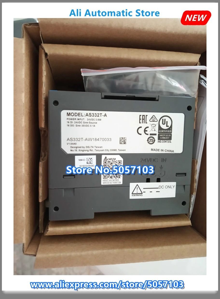 AS332T-A 16DI 16DO NPN 6 그룹 200KAB 위상 입력 축 출력 128K 스텝 용량 내장 이더넷 포트