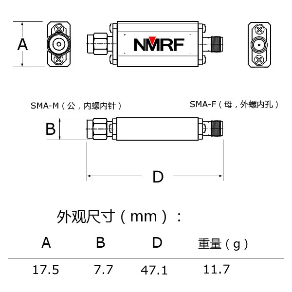 580560620MHz 대역통과 필터 초소형 SMA 인터페이스