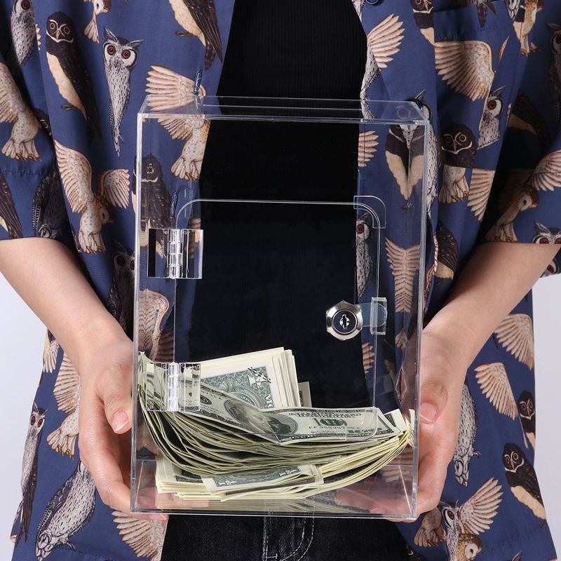 투명 사각 저금통 아크릴 투명저금통 금고 인테리어 동전 보관함 답례품 - 상세 이미지 3