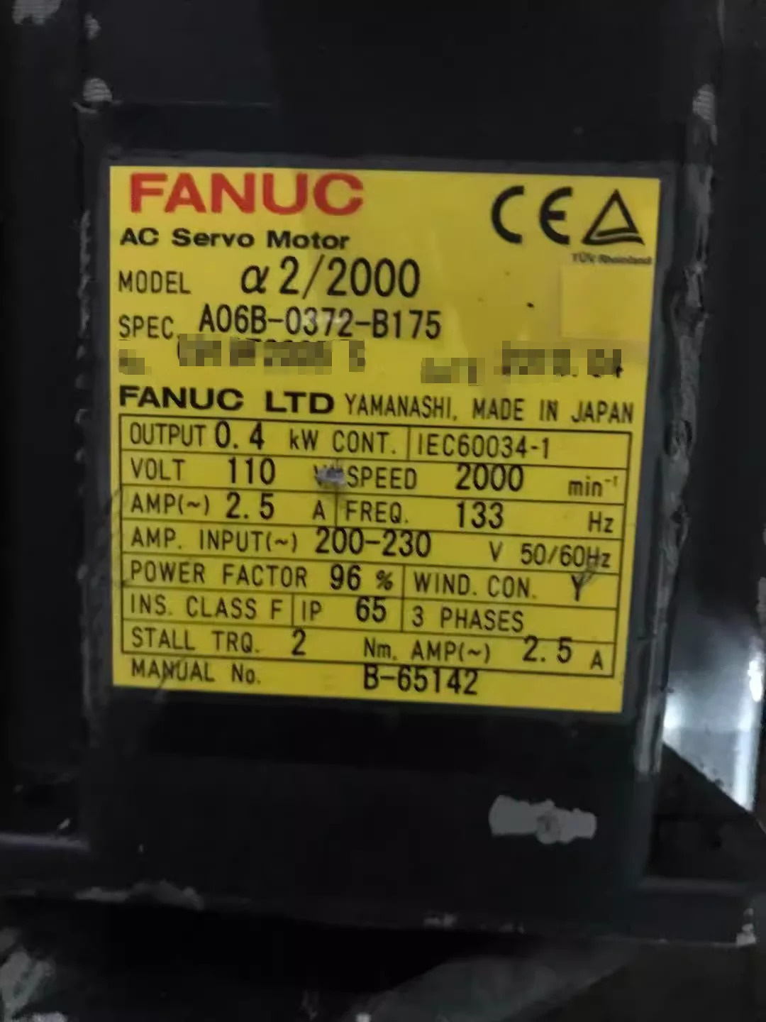 A06B-0372-B175 Fanuc 서보모터 리퍼 완료 Ok A06B 0372 B175