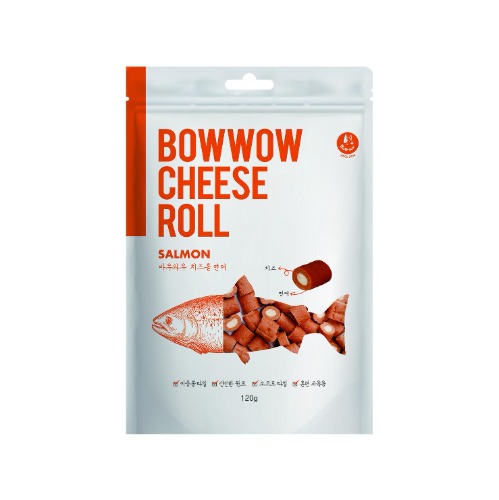 바우와우 강아지 부드러운 간식 치즈롤 연어, 200g, 1개 - 상품 이미지