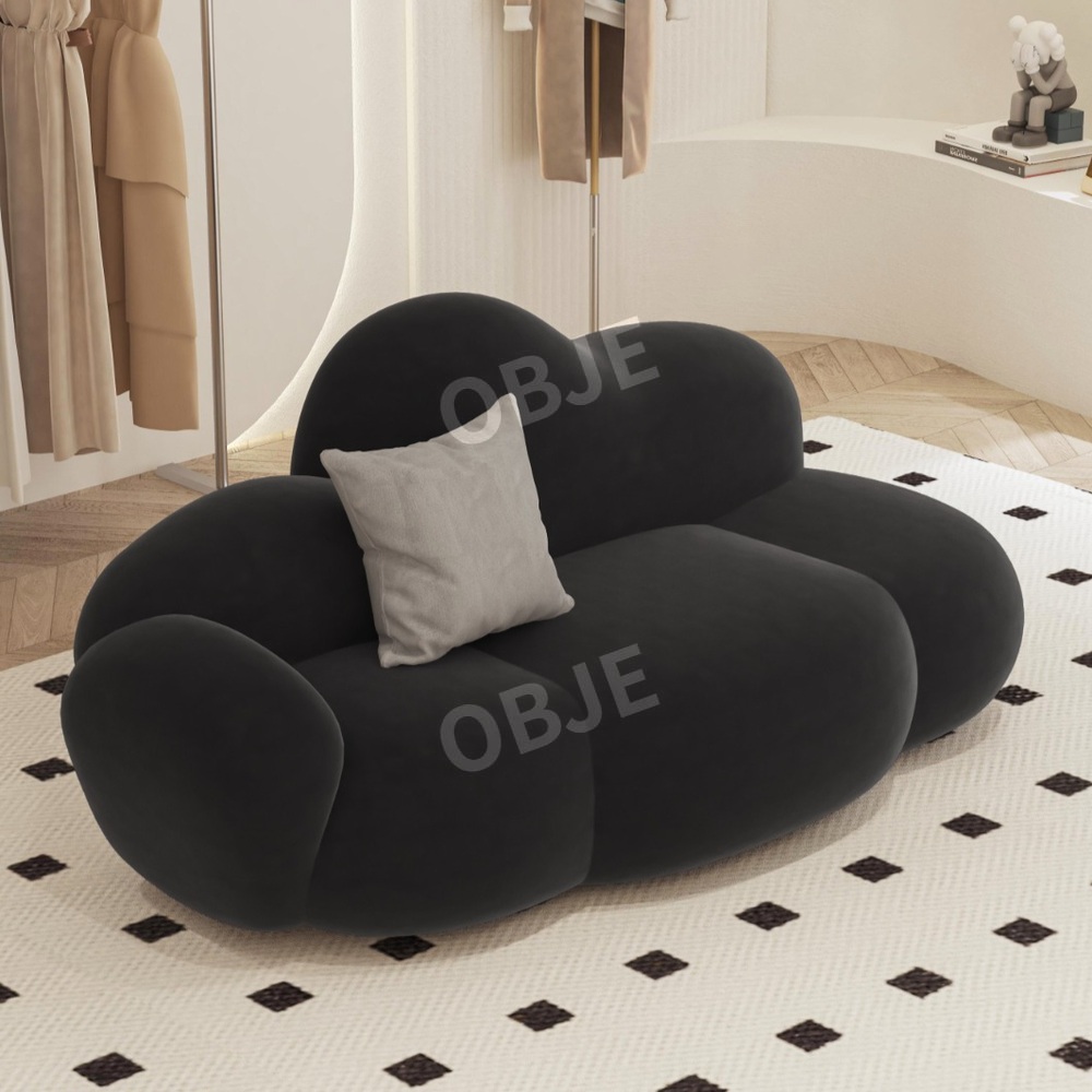 코코뭉 몽실 구름소파 2인용쇼파 블랙 크리스탈벨벳 소파베드 쇼파 카페 라운지 - 상세 이미지 3