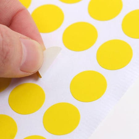 (주)트리 16mm 컬러 원형 스티커 60매 (옐로우) 설문조사 표시