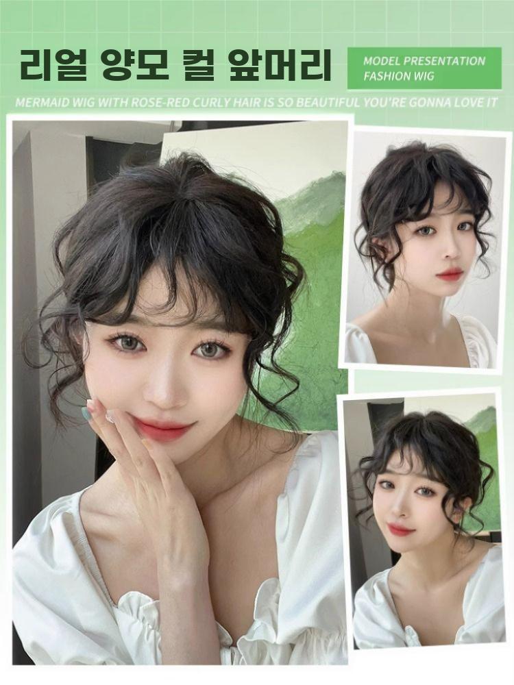 자연 곱슬 진솔모 에어뱅 앞머리 클립인 헤어피스 - 상세 이미지 5